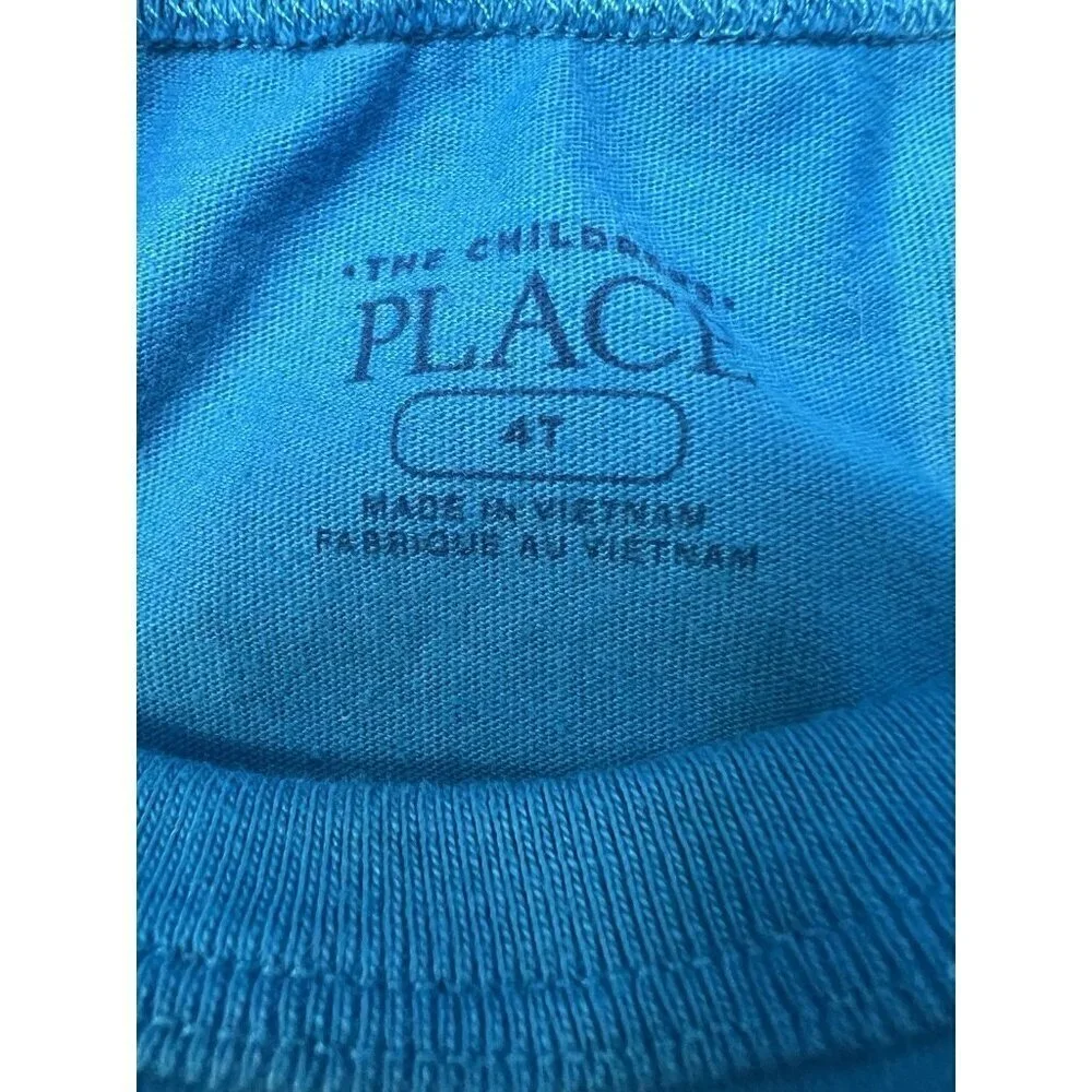 Children’s Place 4T Toddler Boys Birthday Construction Vehicle Graphic Tee Blue